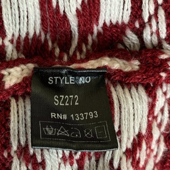 POL Sweater Burgundy & White Sz L Snowflake Reindeer Fair Isle Nordic #216H - Picture 7 of 8